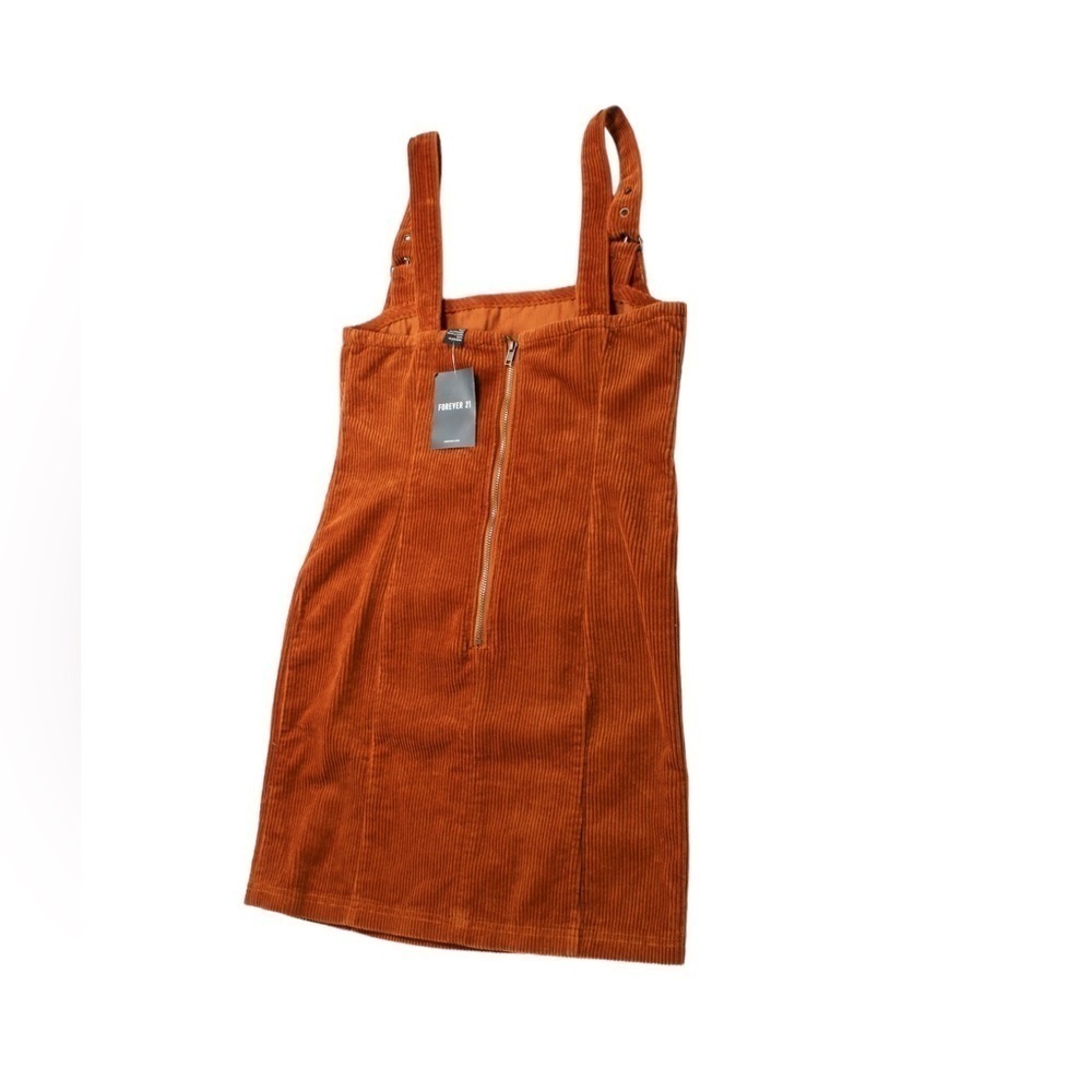 New! Forever 21 Corduroy Overall Zip-Up Adjustable Straps Women’s Mini Dress S - Picture 7 of 8